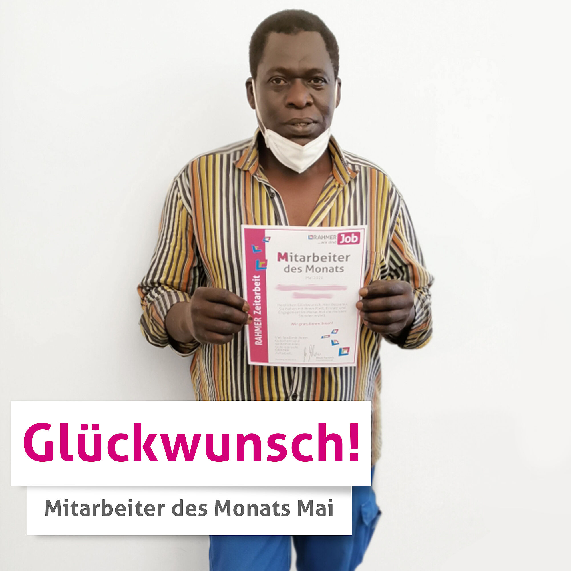 RAHMER Zeitarbeit Mitarbeiter des Monats Mai RAHMER Zeitarbeit Mitarbeiter des Monats Mai